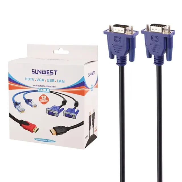 کابل 15 متری SunWest VGA - مشکی - TCO