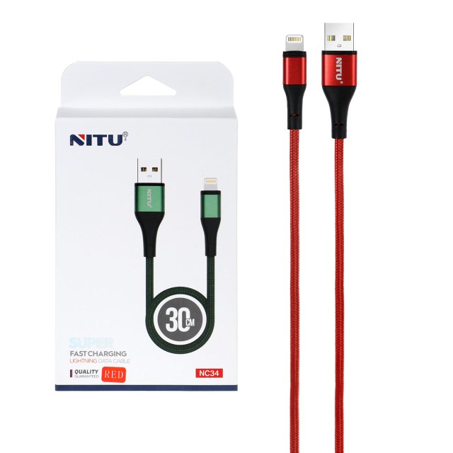 کابل شارژ و دیتا فست پاوربانک کنفی آیفون NITU مدل NC34 - قرمز (گارانتی 6 ماه تعویض نیکان همراه)