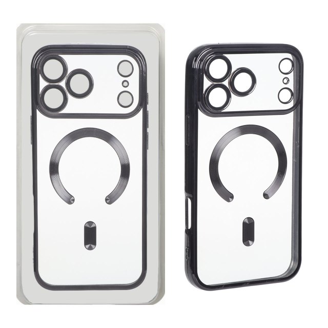 قاب اورجینال الکترواستاتیک Magsafe لنز گلس دار Apple iPhone 18 Pro Max - مشکی (پک دار)
