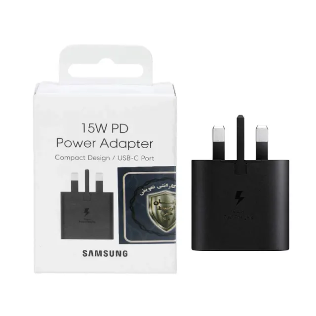 شارژر دیواری سه پین فست و PD تک پورت Samsung مدل T1510 15W - مشکی (گارانتی 6 ماهه شرکتی)
