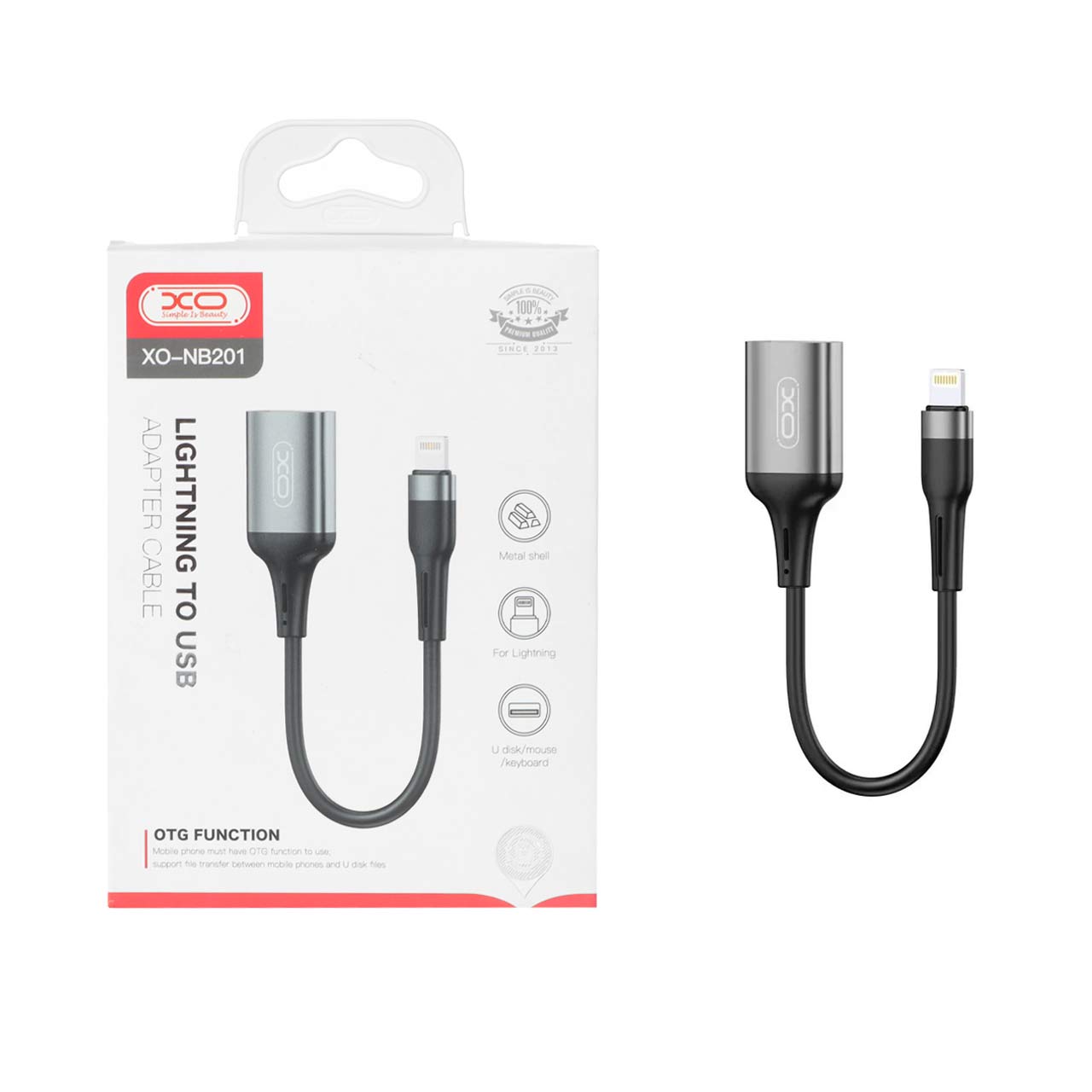 کابل XO Lightning TO USB OTGمدل XO-NB201 - مشکی