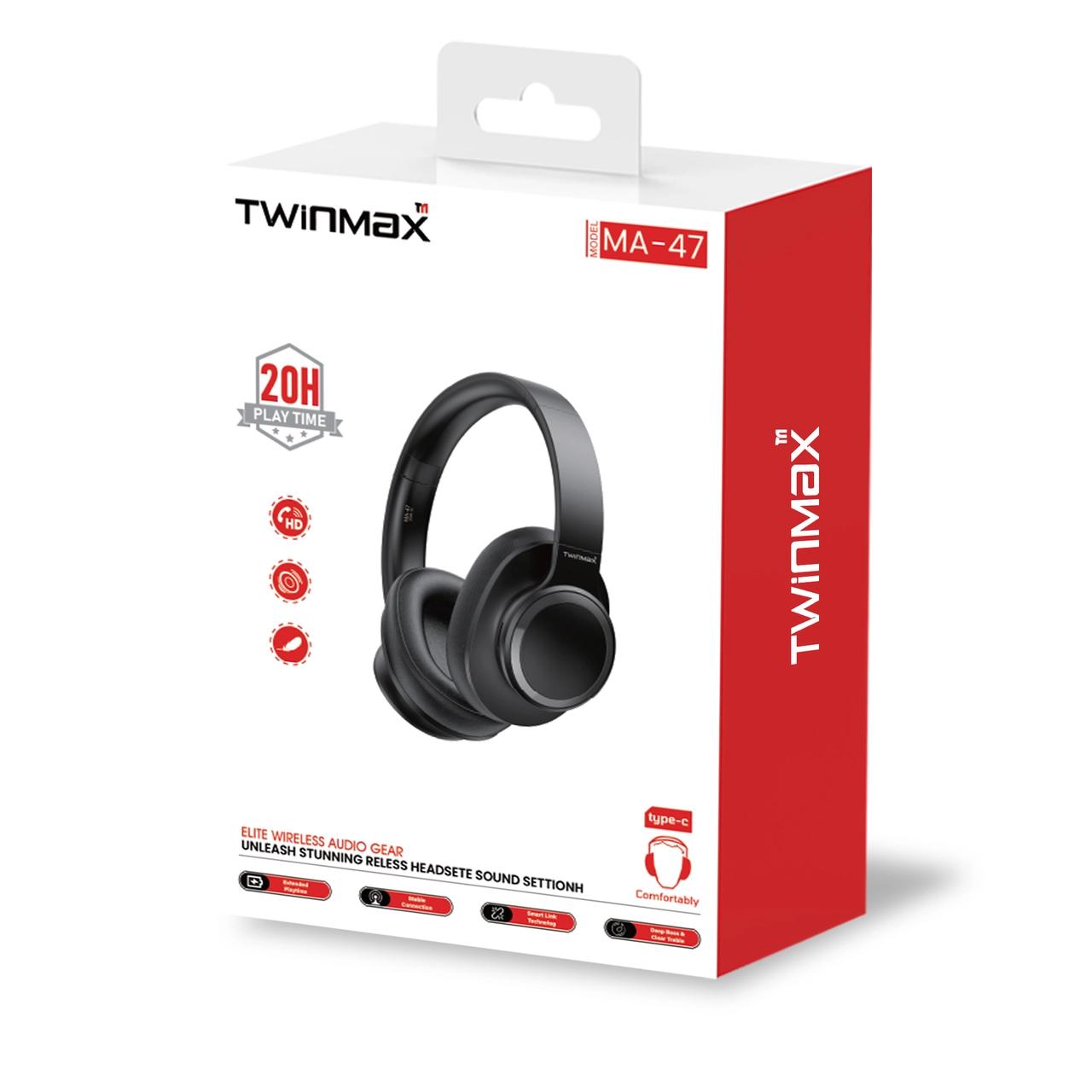 نمای دیگر هدفون بی سیم TwinMax مدل MA-47 - مشکی - MMX