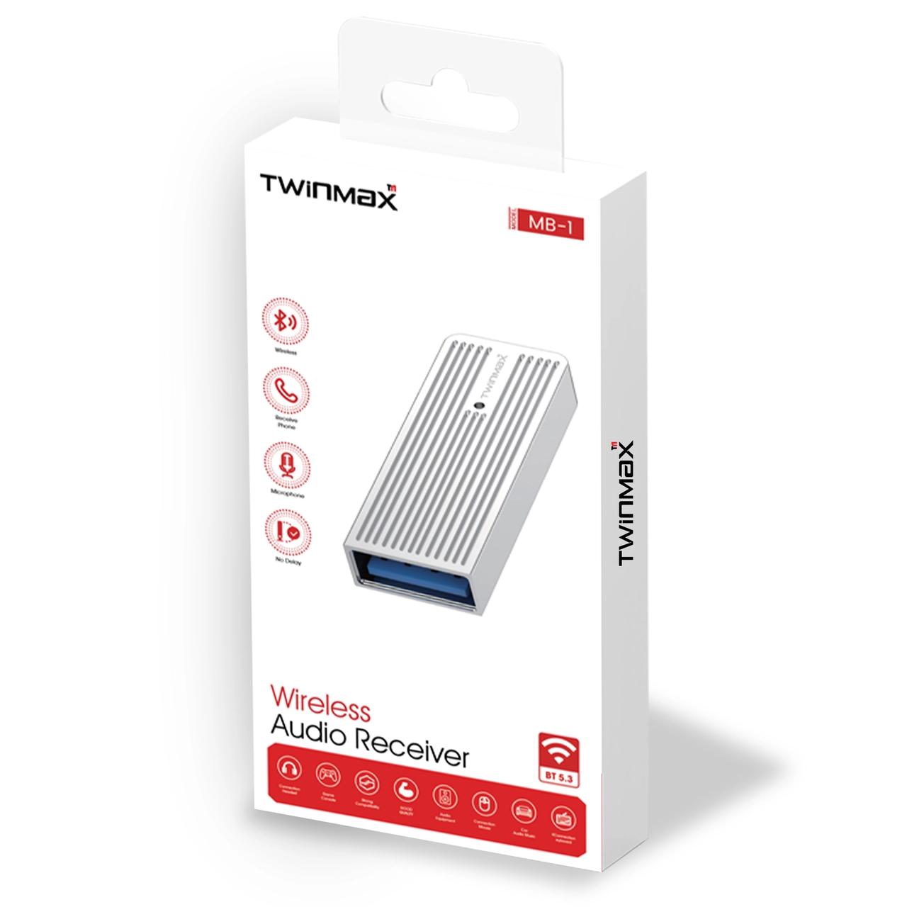 نمای دیگر دانگل بلوتوث انتقال صدا TwinMax مدل MB-1 - نقره ای - MMX