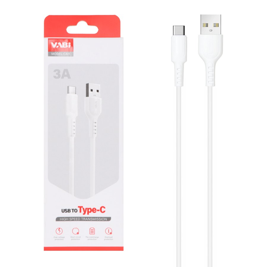 کابل شارژ فست VABI Type-C مدل CA11 - سفید - تصویر 1