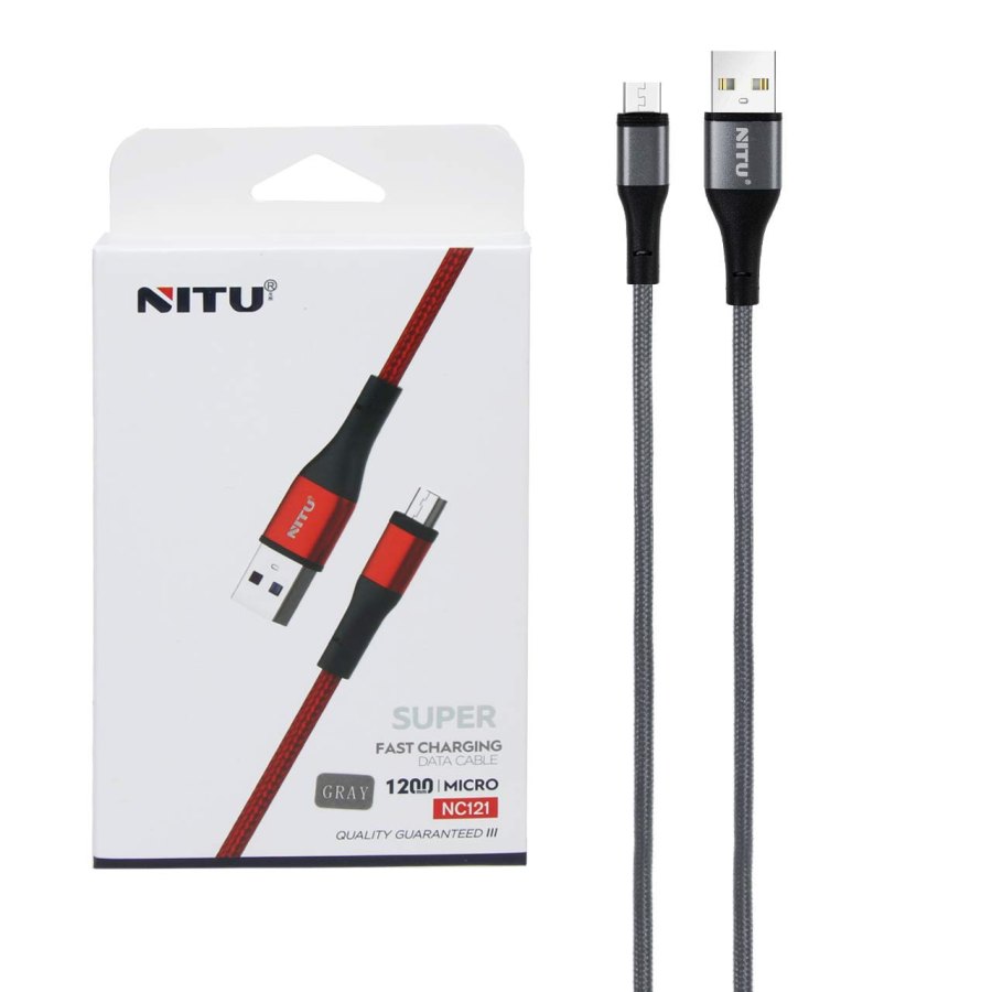 کابل شارژو دیتا فست کنفی اندروید NITU مدل NC121 - خاکستری (گارانتی 12 ماه تعویض نیکان همراه) - تصویر 1