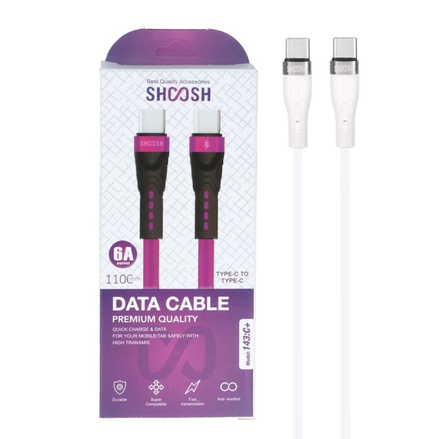 کابل شارژ 1.1 متری فست Shoosh Type-C To Type-C مدل +143C - سفید - SMO - تصویر 1