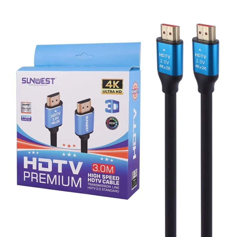 کابل 3 متری SunWest HDMI 2160P - مشکی - TCO - تصویر 1