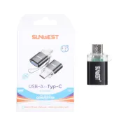 تبدیل SunWest USB To Type-C مدل SC-237 - مشکی - TCO - تصویر 1