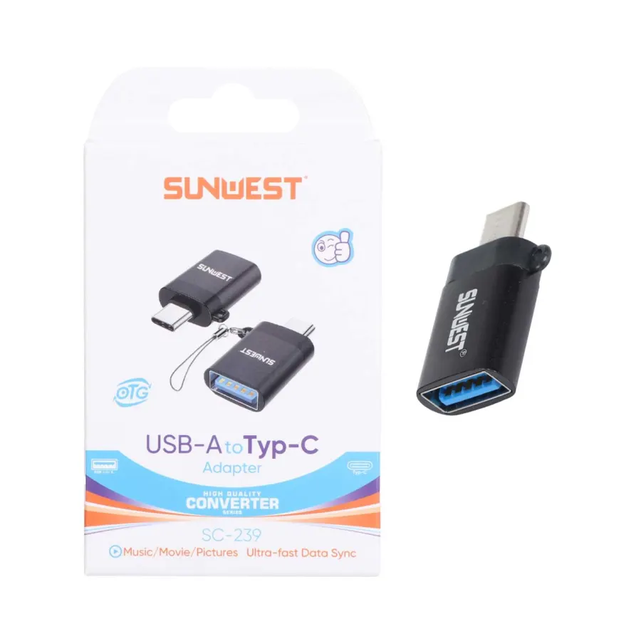 تبدیل SunWest Type-C To USB مدل SC-239 - مشکی - TCO - تصویر 1