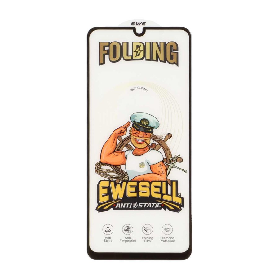 محافظ صفحه نمایش شیشه ای Full Cover Ewesell Anti Static Folding مدل Xiaomi Redmi A3 / A3x / Redmi 10C / Redmi 12C / Redmi 11A / Redmi 10 Power / Poco C40 / Poco C55 / C61 - تصویر 1