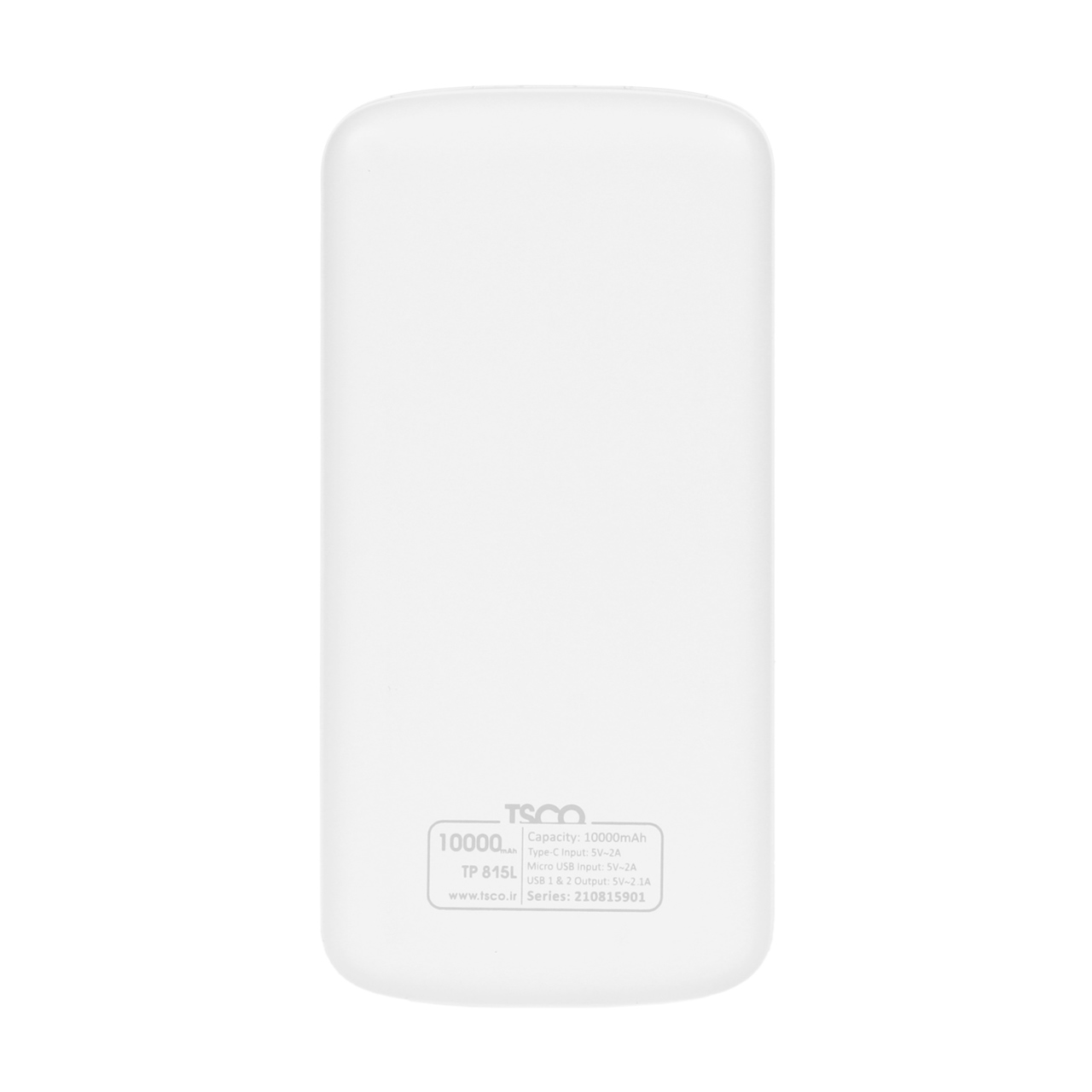 نمای دیگر پاوربانک TSCO 10W 10000mAh مدل TP 815L - سفید (گارانتی 12 ماهه TSCO)