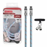 کابل شارژ 1.2 متری PD و فست TSCO Type-C To Type-C مدل TCPD 714 60W - آبی - تصویر 1