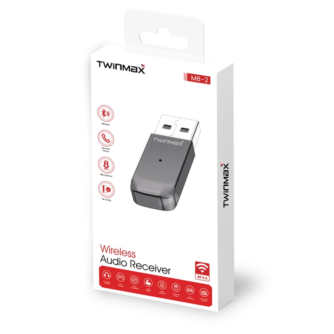نمای دیگر دانگل بلوتوث انتقال صدا TwinMax مدل MB-2 - مشکی - MMX