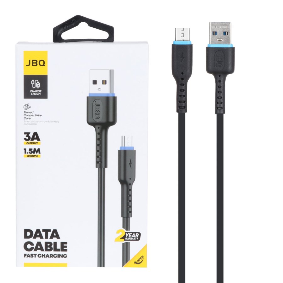 کابل شارژ 1.5 متری فست اندروید JBQ مدل CA-732 - مشکی (گارانتی یکساله رصاصی) - تصویر 1