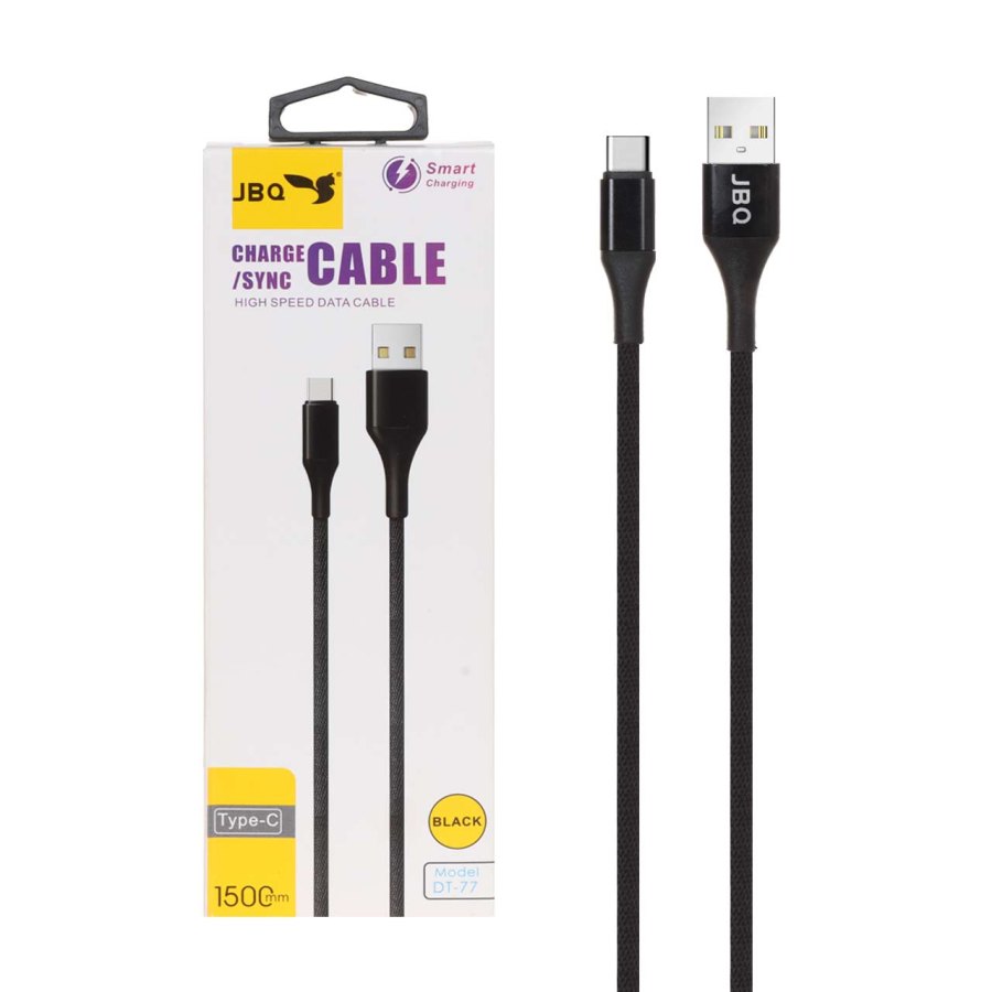 کابل شارژ 1.5 متری JBQ Type-C مدل DT-77 - مشکی (گارانتی یکساله رصاصی) - تصویر 1