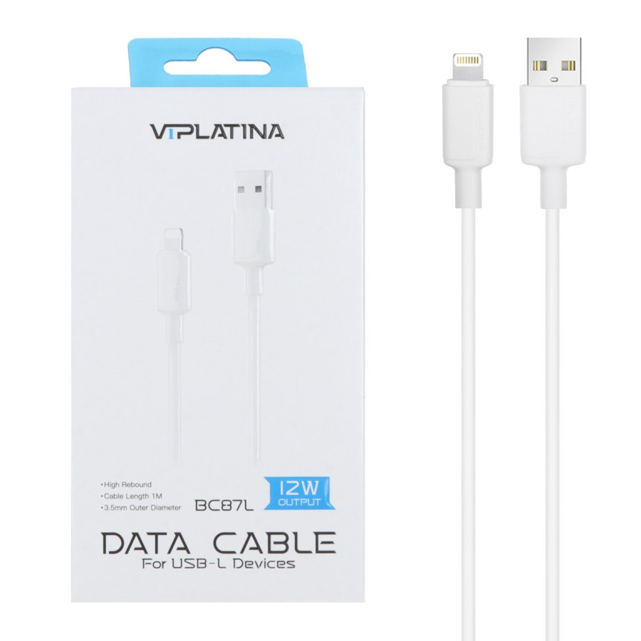 کابل شارژ فست آیفون VIPLATINA مدل BC87L 12W - سفید (گارانتی12 ماه تعویض نیکان همراه) - تصویر 1