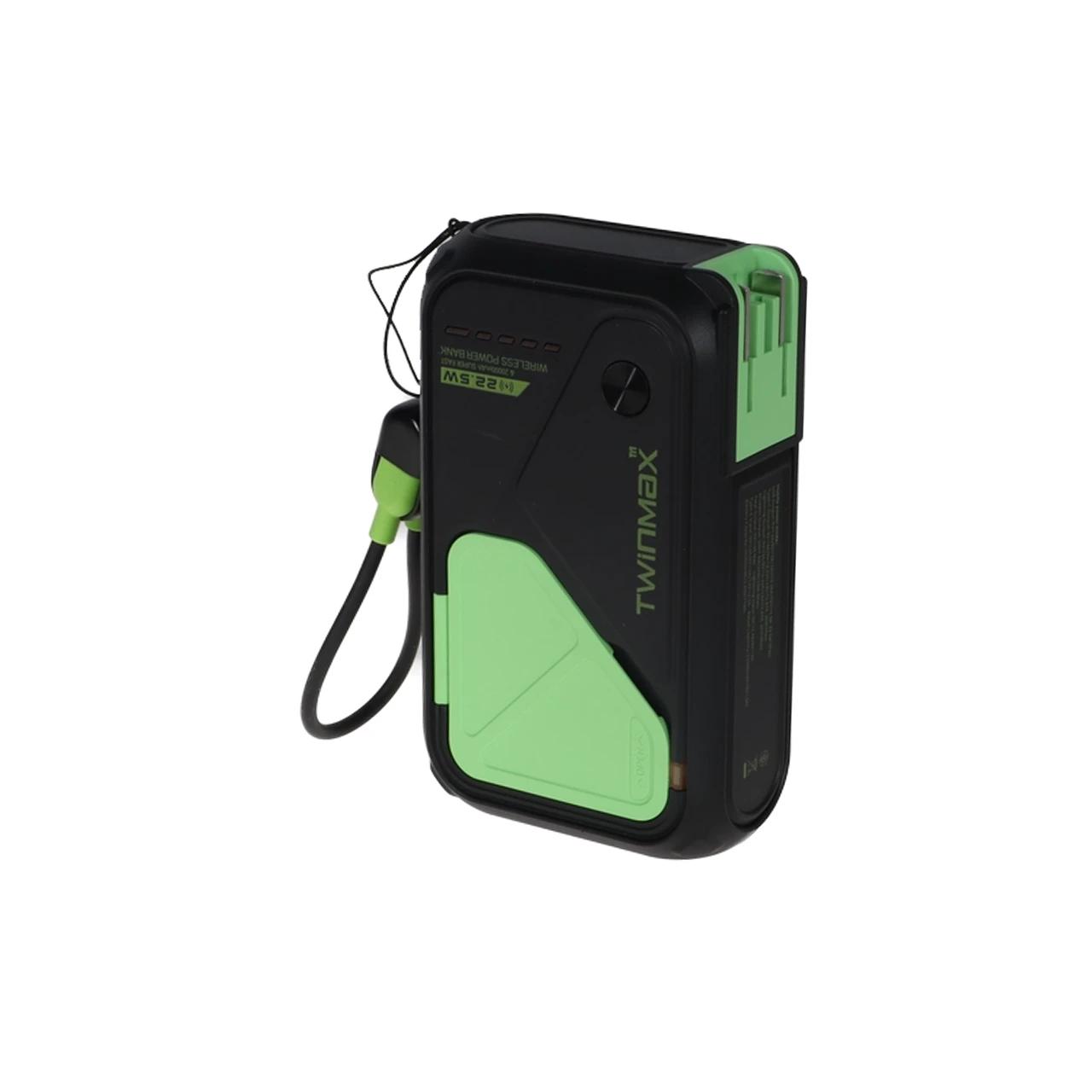 نمای دیگر پاوربانک PD و فست شارژ TwinMax 22.5W 20000mAh مدل MZ-18 - مشکی سبز - MMX