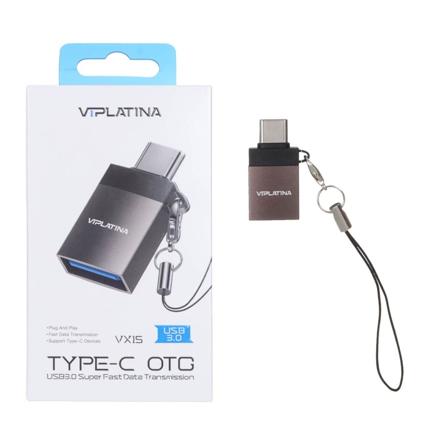 تبدیل VIPLATINA Type-C OTG USB3.0 مدل VX15 - مشکی (گارانتی 12 ماه تعویض نیکان همراه) - تصویر 1
