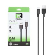 کابل شارژ فست ROBIX Type-C مدل R001 - مشکی - MDM - تصویر 1