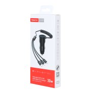 شارژر فندکی فست دو پورت Tranyoo مدل T-C23 30W بهمراه کابل متصل - مشکی - تصویر 5