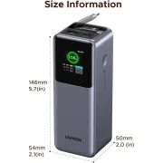 پاوربانک PD و فست شارژ UGREEN 165W 20000mAh مدل Nexode PB726-55987B - خاکستری (گارانتی 18 ماهه آسان پیشرو) - تصویر 8