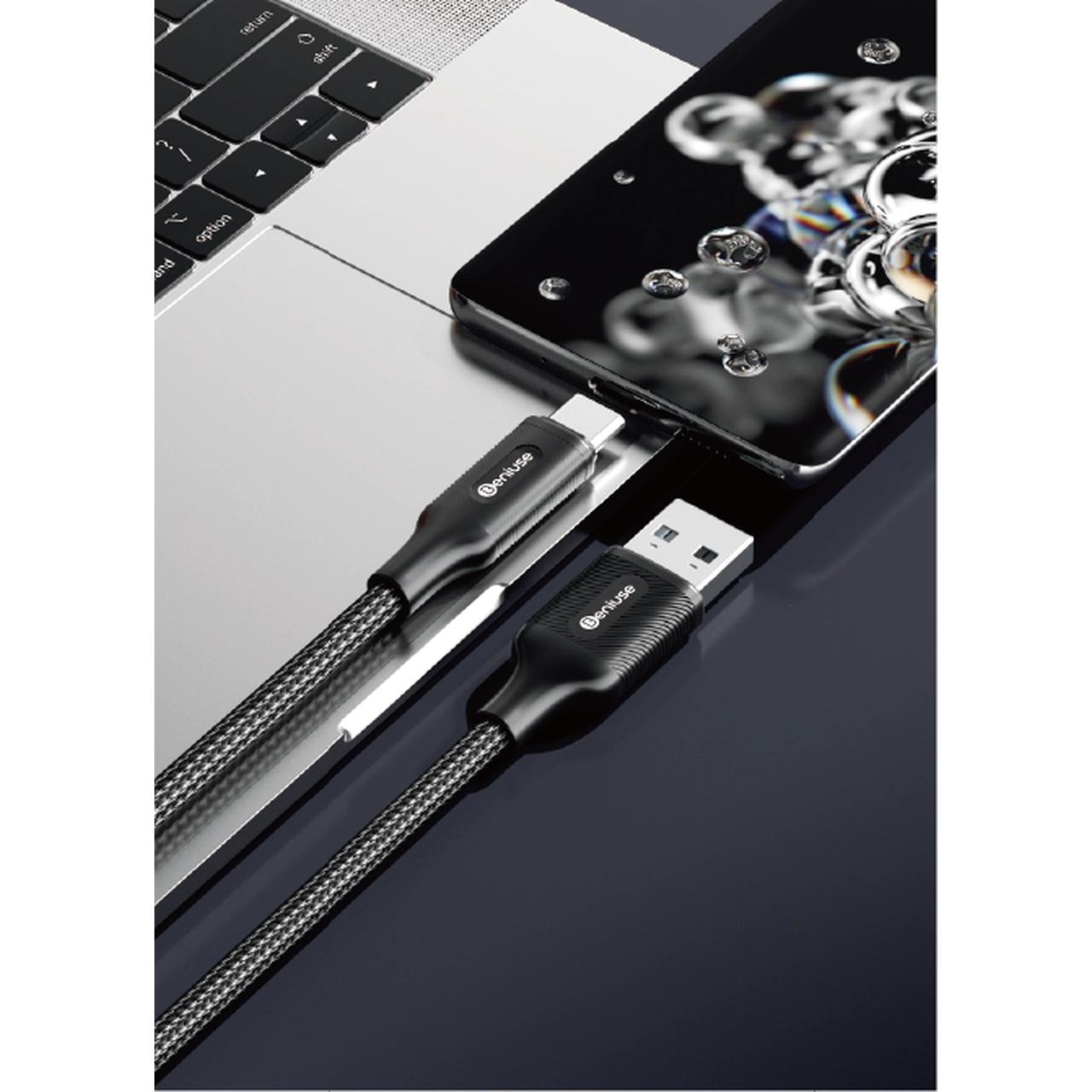 نمای دیگر کابل شارژ PD و فست Beniuse Type-C To Type-C مدل BE-CA06 60W - مشکی