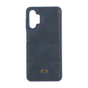 قاب پافر طرح چرم سه تکه لوگو فلزی Samsung Galaxy A13 4G - سرمه ای - تصویر 1