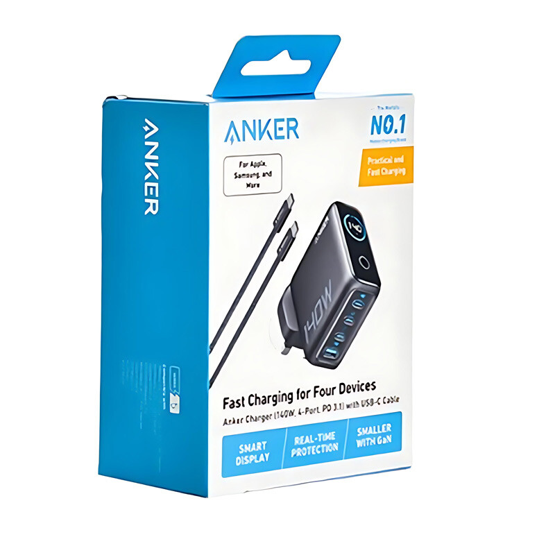 نمای دیگر شارژر دیواری PD و فست چهار پورت Anker مدل B2697KZ1 140W به همراه کابل شارژ Type-C To Type-C - خاکستری تیره (گارانتی شش ماهه ایویز)