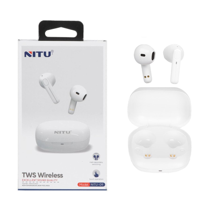 ایرفون بی سیم NITU مدل NITU-09 - سفید NEW (گارانتی 6 ماه تعویض نیکان همراه) - تصویر 1