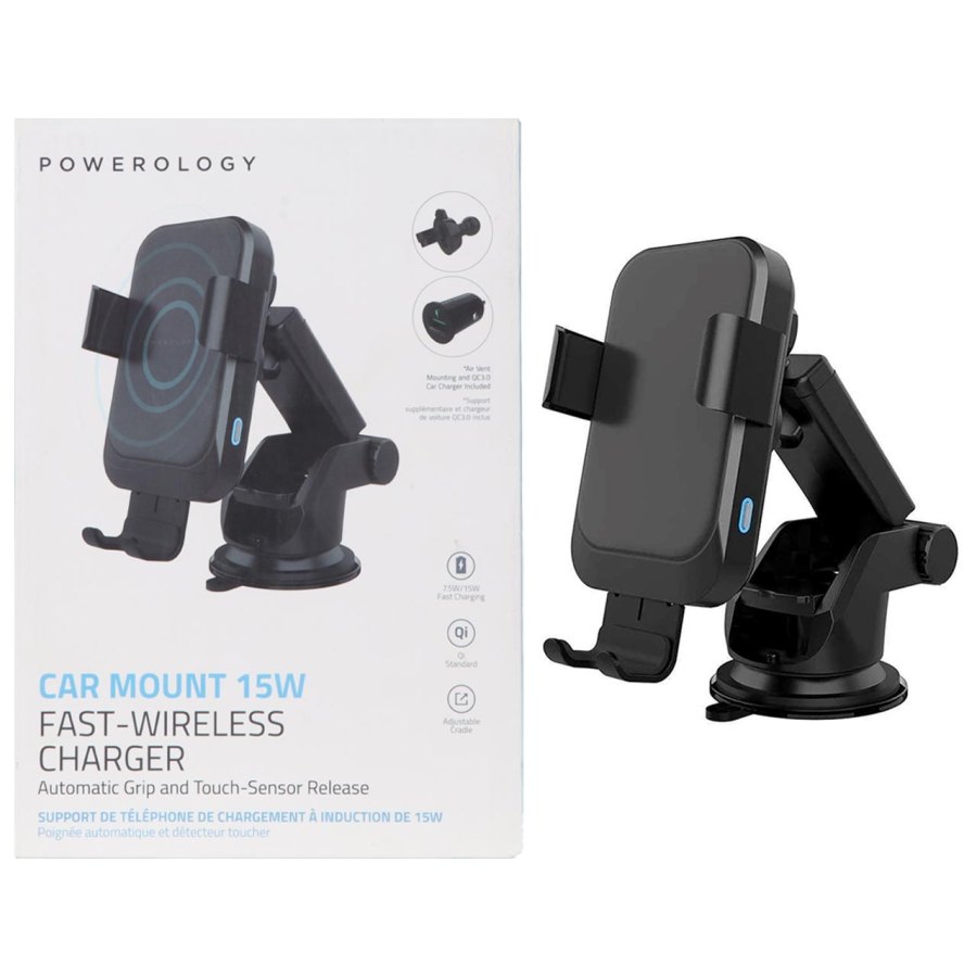 هولدر و شارژر وایرلس گوشی موبایل Powerology مدل P15WCMEBK - مشکی (گارانتی 24 ماهه ایویز) - تصویر 1