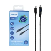 کابل شارژ PD و فست 1.25 متری Philips Type-C To Type-C مدل DLC4582C 240W - مشکی (گارانتی دوساله سی آوا) - تصویر 1