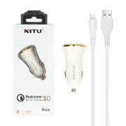 شارژر فندکی فست تک پورت NITU 18W مدلNT-CC802F همراه با کابل اندروید -سفید (گارانتی 12 ماه تعویض نیکان همراه) - تصویر 1