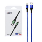 کابل شارژ فست آیفون NITU مدل NC123 - آبی (گارانتی 12 ماه تعویض نیکان همراه) - تصویر 1