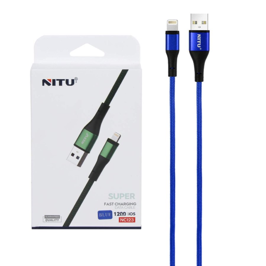 کابل شارژ فست آیفون NITU مدل NC123 - آبی (گارانتی 12 ماه تعویض نیکان همراه) - تصویر 1