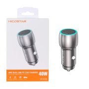 شارژر فندکی 40W فست و PD دو پورت Hicostar مدل HS-CC25 - نقره ای - تصویر 1