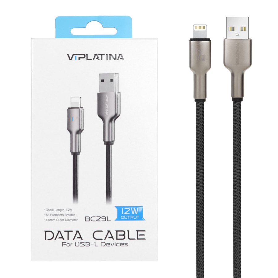 کابل شارژ فست آیفون VIPLATINA مدل BC29L 12W - مشکی (گارانتی 12 ماه تعویض نیکان همراه) - تصویر 1