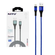 کابل شارژ فست 2 متری آیفون NITU مدل NC205 - آبی (گارانتی 12 ماه تعویض نیکان همراه) - تصویر 1