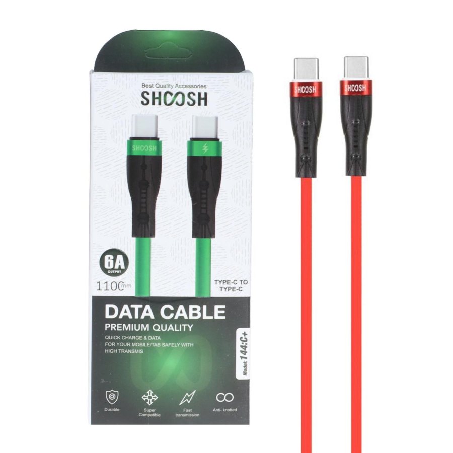 کابل شارژ 1.1 متری فست Shoosh Type-C To Type-C مدل +144C - قرمز - SMO - تصویر 1