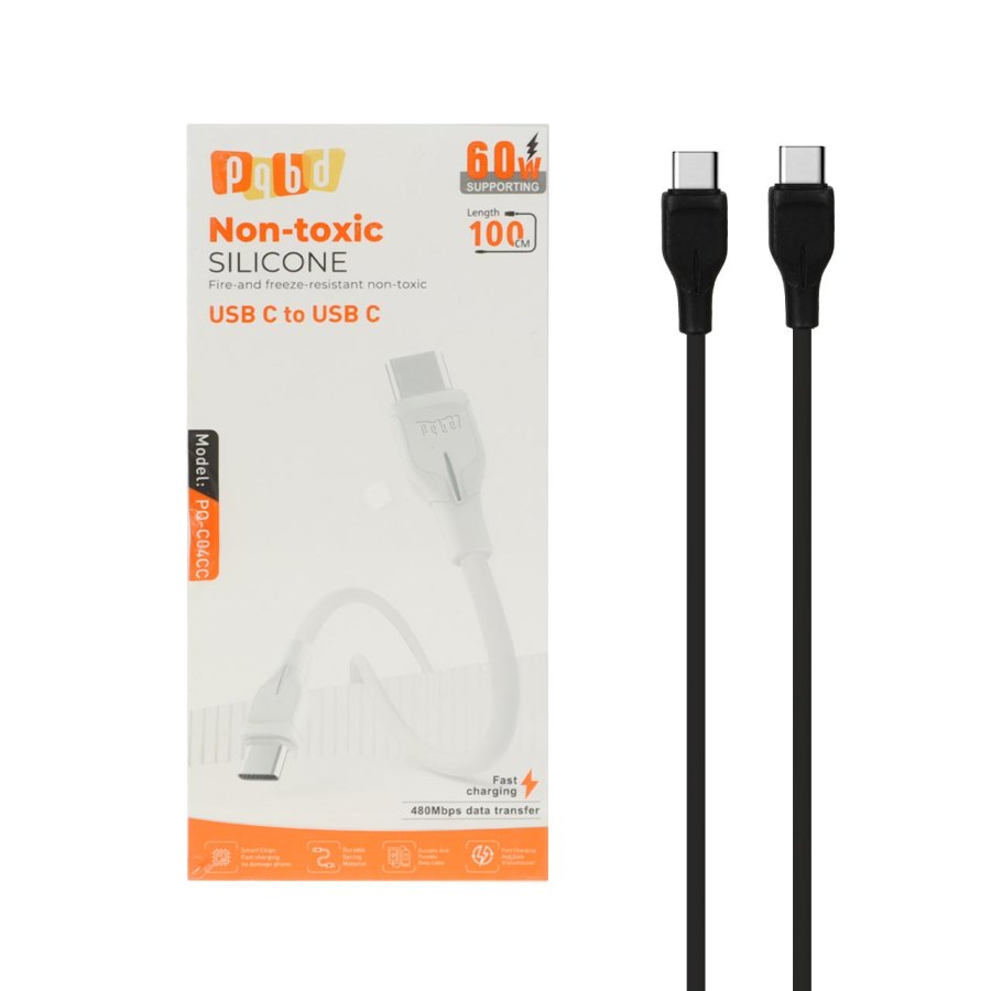 کابل شارژ فست pqbd Type-C To Type-C مدل PQ-C04CC 60W - مشکی - تصویر 1