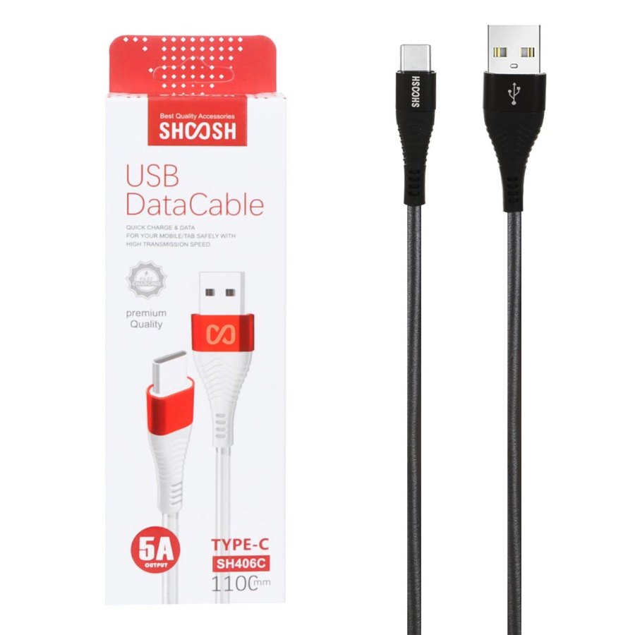 کابل شارژ 1.1 متری فست Shoosh Type-C مدل SH406C - مشکی - SMO - تصویر 1