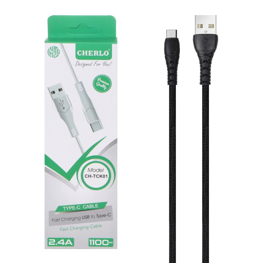 کابل شارژ کنفی 1.1 متری فست CHERLO Type-C مدل CH-TCK01 - مشکی - SMO - تصویر 1