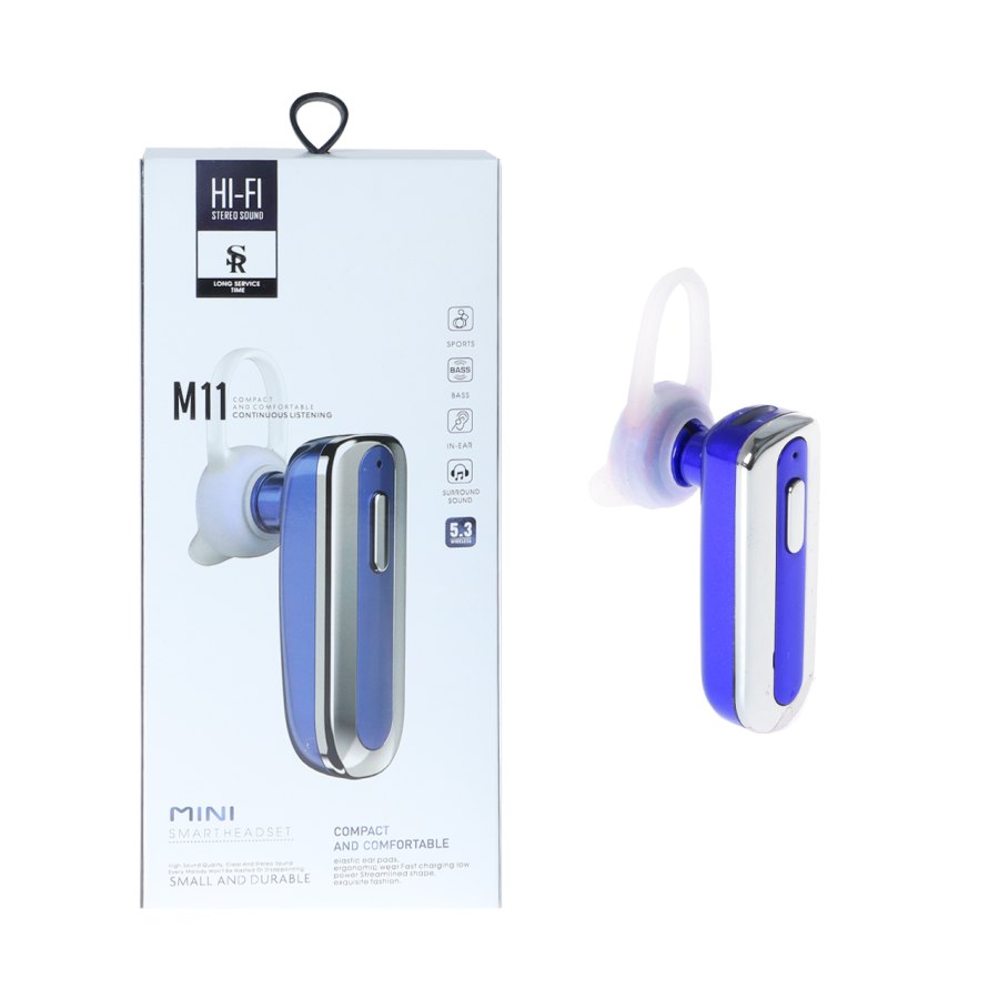 هندزفری بی سیم تک گوش HI-FI مدل M11 - آبی کاربنی - تصویر 1