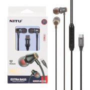 هندزفری با سیم با پورت Nitu Type-C مدل NE60 - خاکستری - تصویر 1