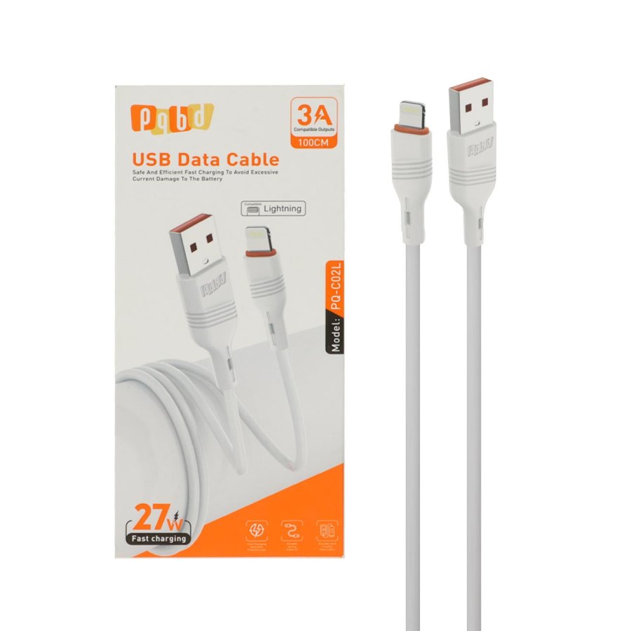 کابل شارژ فست آیفون pqbd مدل PQ-C02L - سفید - تصویر 1