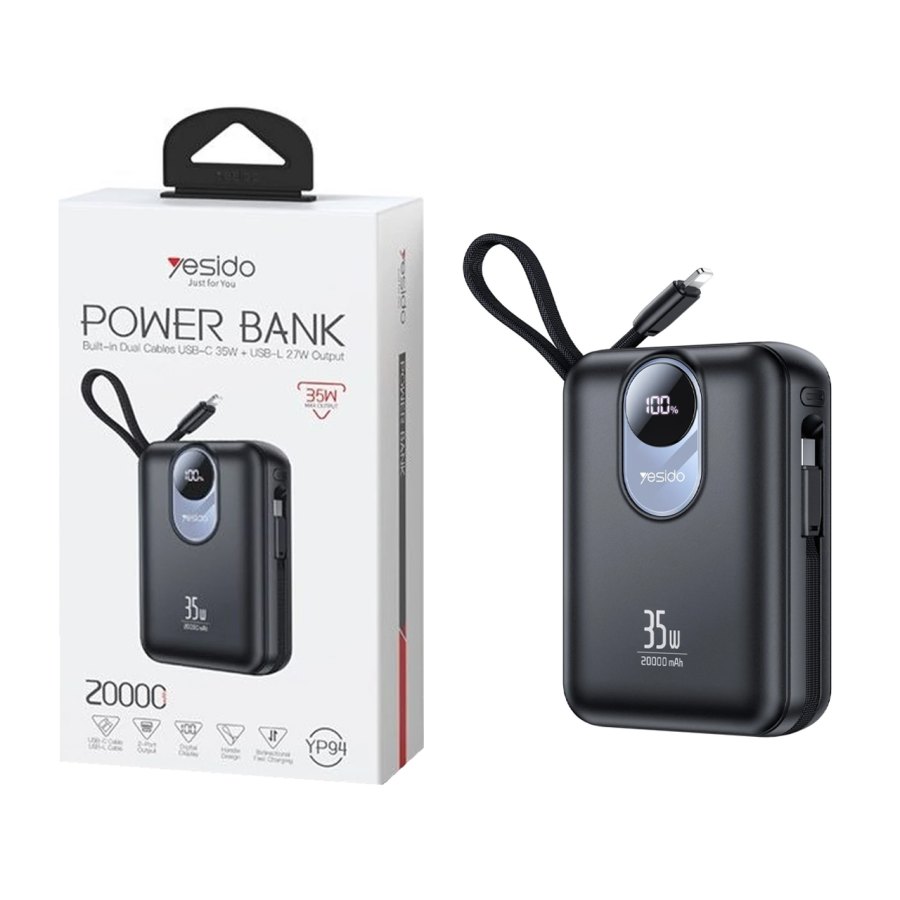 پاوربانک فست شارژ Yesido 20000mAh مدل YP94 35W - مشکی (گارانتی12 ماه تعویض نیکان همراه) - تصویر 1
