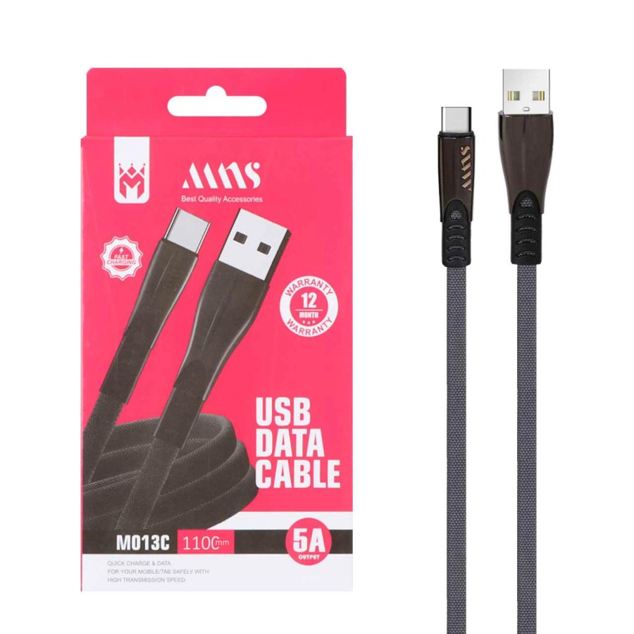 کابل شارژ فست 1.1 متری MNS Type-C مدل M013C - خاکستری - SMO - تصویر 1