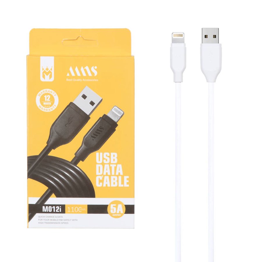 کابل شارژ فست 1.1 متری آیفون MNS مدل M012i - سفید - SMO - تصویر 1