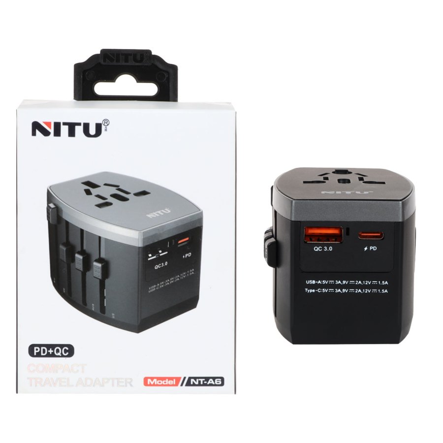 تبدیل برق 3 به 3 NITU مدل NT-A6 - مشکی (گارانتی 18 ماه تعویض نیکان همراه) - تصویر 1