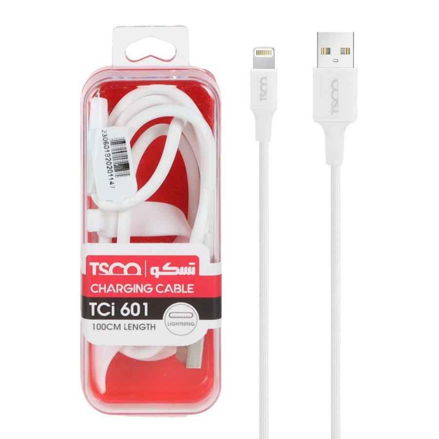 کابل شارژ و دیتا فست آیفون TSCO مدل Tci 601 - سفید(گارانتی 12 ماهه TSCO) - تصویر 1
