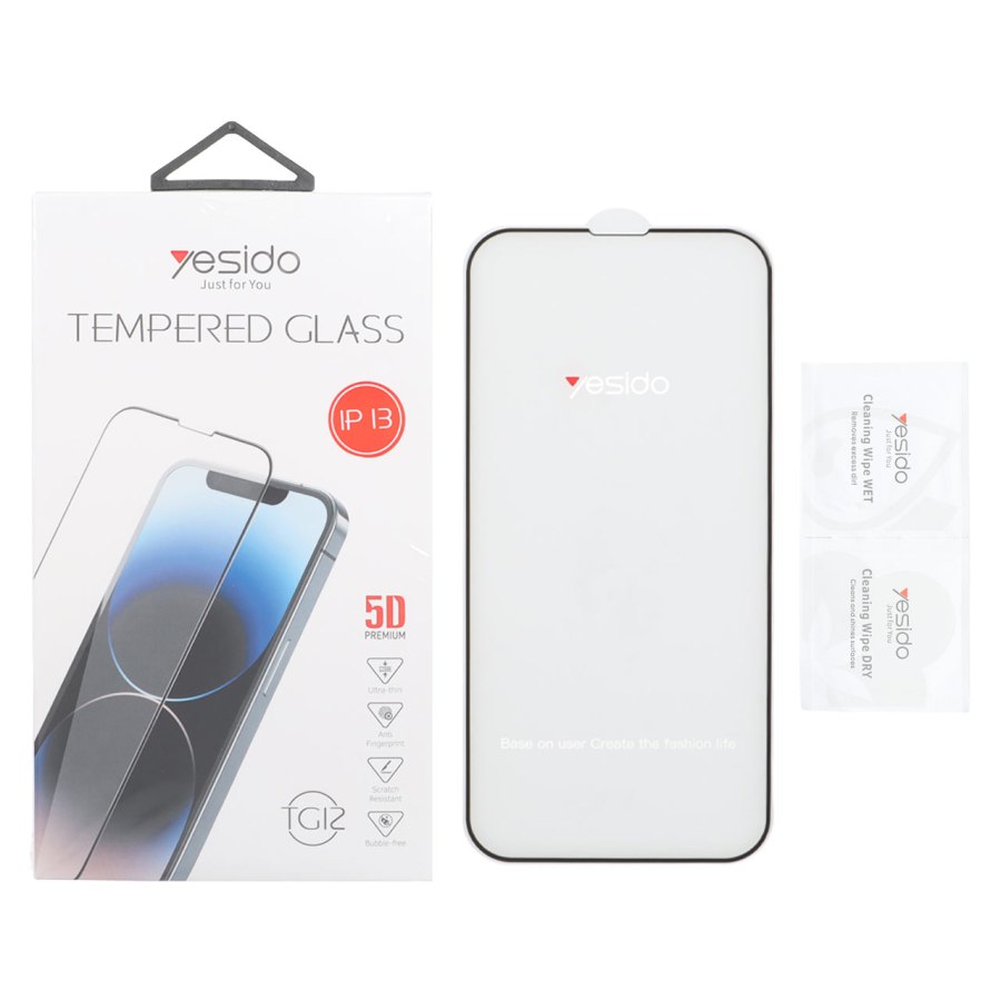محافظ صفحه نمایش شیشه ای اورجینال TEMPERED Glass Yesido مدل Apple iPhone 13 / iPhone 13 Pro / iPhone 14 / 16e (پک دار) - تصویر 1